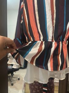 Striped Tie-Neck Top
