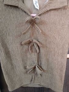 Ribbed Tie Front Top