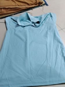 Sky Blue Collar T Shirt...