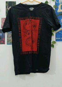 T Shirt With Printed Dragon