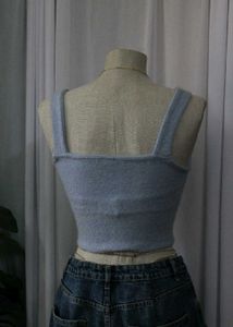Blue Fuzzy Cropped Tank