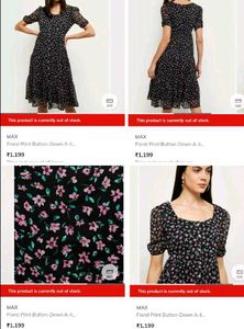 (Max) Floral Print Button Down A-line Dress