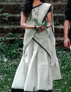 Black And Silver Dhavani Set/skirt N Top Set Mundu/kerala
