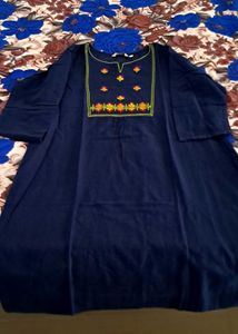 Navy Blue Embroidery Kurti