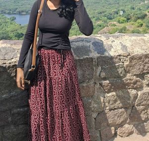 ethnic skirt and black crop top