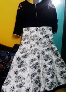 Navy Blue and Cream Colour Combination dress
