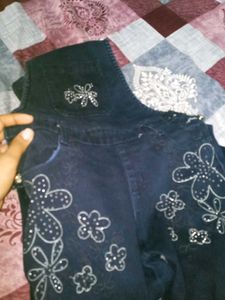 Denim Dangrees With Stones For 8-10 Year Girl