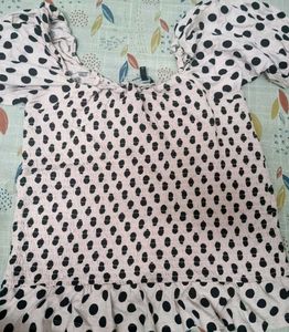 Polka Dot Smocked Crop Top