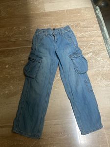 Blue Denim Cargo Pants