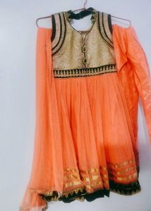 Festive Orange Girls Dress