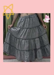 Gingham Tiered Maxi Skirt