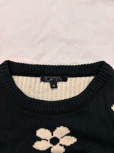 black daisy knit sweater