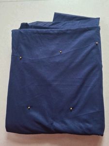 Navy Blue Saree And Golden Moti Work.