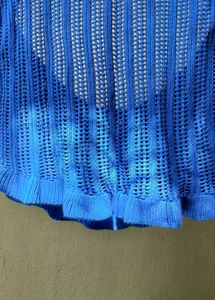 Blue knit, chic crochet top/shrug.