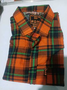 PDM Orange Plaid Flannel - XL