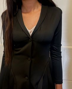 Chic Black Button-Down Dress or  Blazer