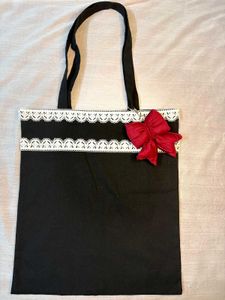 Handstitched Cute Tote Bag with Bow