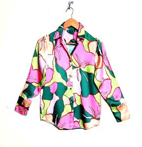 Multicolour Satin Shirt Size-36