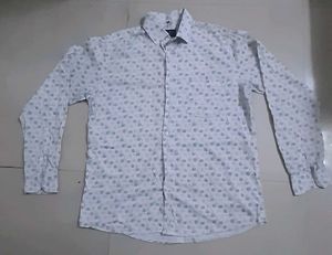 Unisex Printed Flower Blue And White shirt
