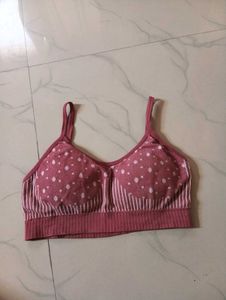Pink Polka Dot Sports Bra