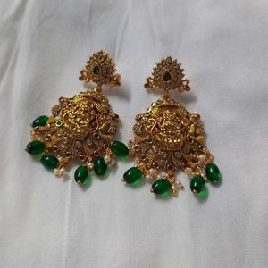 Elegant Gold-Plated Goddess Lakshmi Earrings