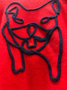 Red Graphic Print Pullover Sweater