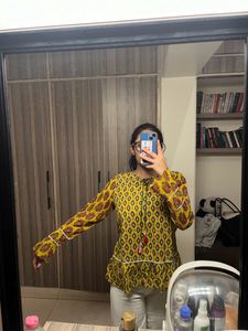 Ethnic Green &amp; Yellow Top