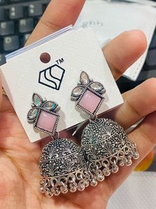 Pink Jhumka Earrings