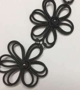 Floral Metal Oxidised Twisted Wire Spring Statement Necklace