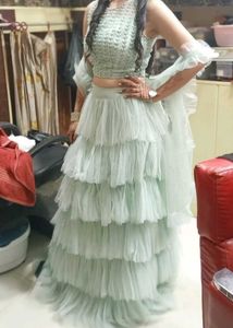 Powder Blue Ruffled Lehenga