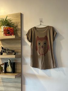 Owl Graphic Tee - Brown