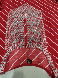 Red Bandhani Kurta Set