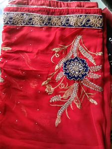 Red Embroidered Saree