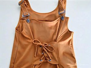 Mustard Jumpsuit with Lace-Up Detail