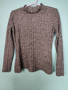 High Neck Winter Grey Colour Top