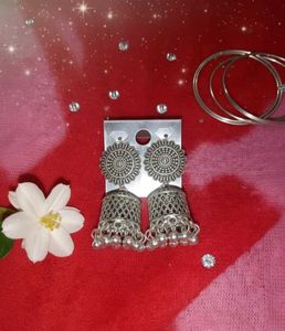Silver Jhumka Earrings