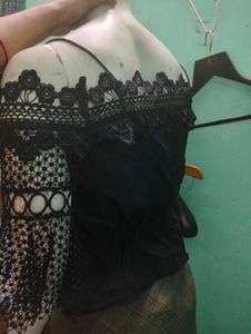 Black Lace Off-Shoulder Top