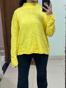 Yellow Knitted Korean Sweater Pullover