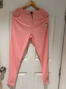 Peach Joggers with Embroidered Detail
