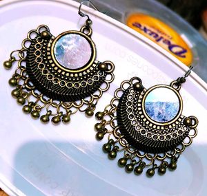 Vintage-Inspired Teal Accent Earrings