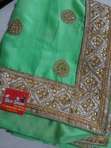 Mint Green Embroidered Saree
