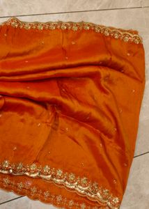 Orange Embroidered saree