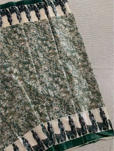 Tussar Silk Green Horse Print Saree