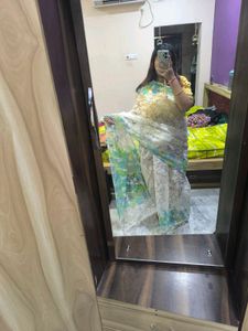 Elegant White Floral Saree