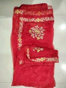 Red Embroidered Sari