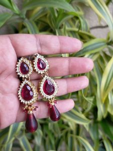 Red Gemstone Drop Earrings