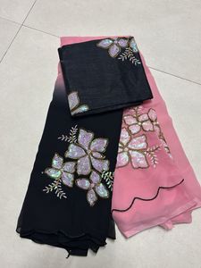 Elegant Black & Pink Saree