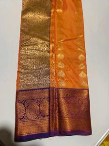 Elegant Orange Silk Saree
