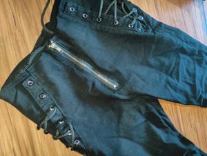 Black Lace-Up Pants