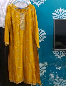 Elegant Mustard embroidery Kurta